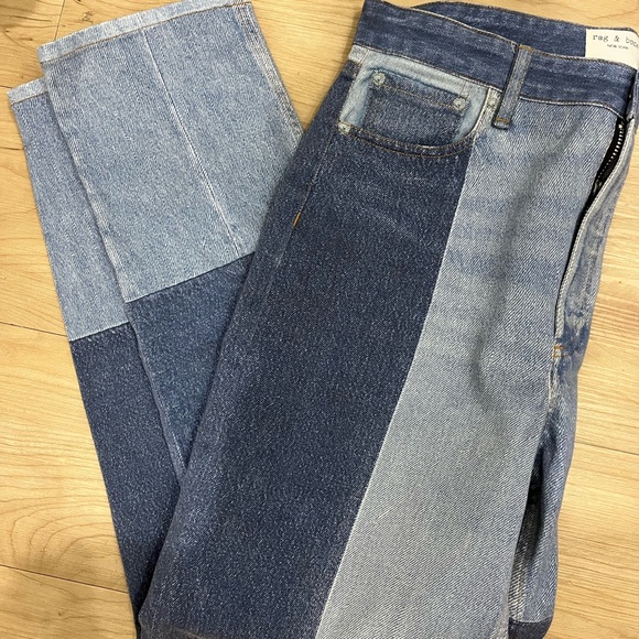 rag & bone Women's Miramar “sweatpant” Patchwork Straight Jeans - Picture 5 of 7